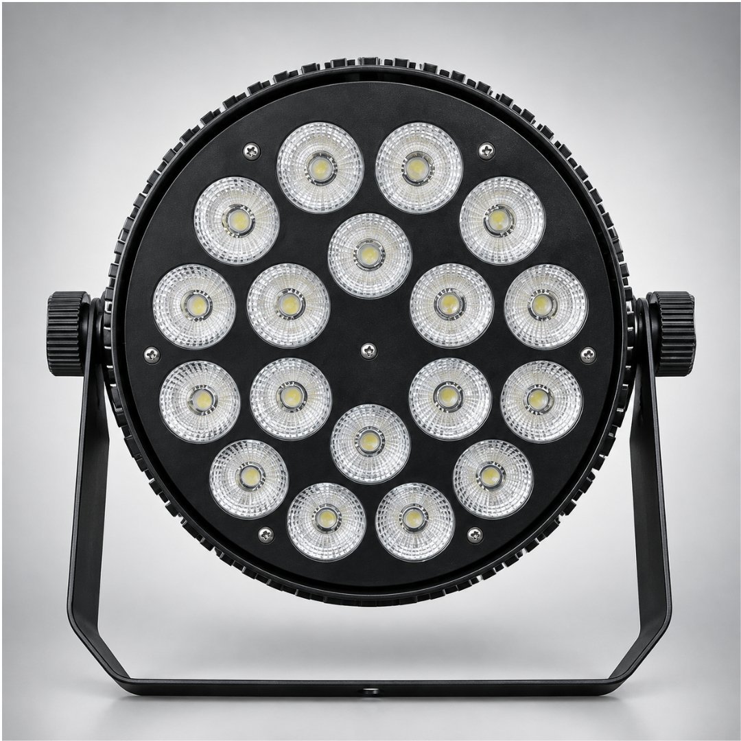 Refletor LED Slim 18x18W RGBWA+UV com Case 10 Peças